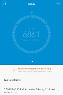 Mi Band connect Failed, pull down to retry error