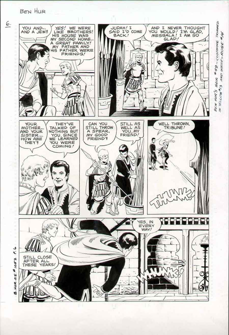 Russ Manning original dell 1950s golden age comic book page artwork - Ben Hur / Four Color Comics v2 #1052