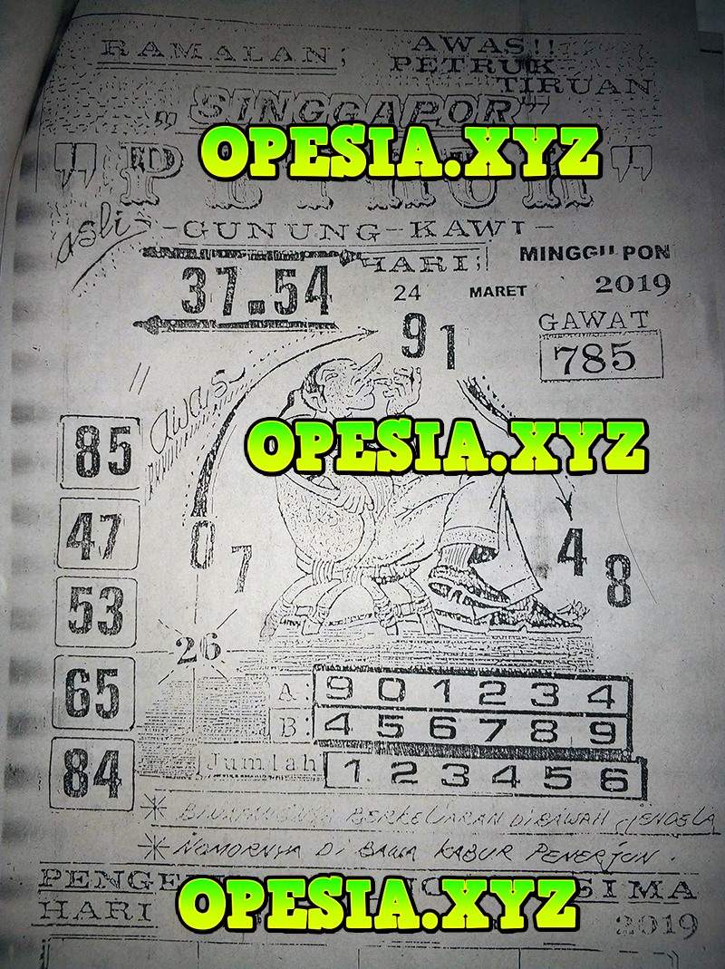 Kode Syair Toto sgp Minggu 24 Maret 2019 GOsyair SEDIA KODE SYAIR SGP