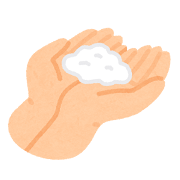手に石鹸の泡を乗せたイラスト