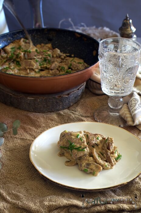 paso a paso de ternera con salsa portobello