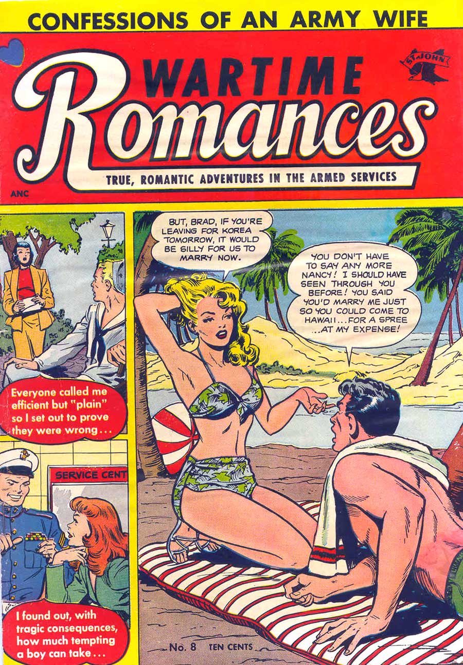 Wartime Romances #8 st. john 1950s golden age romance comic book cover by Matt Baker