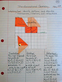 photo of transformational geometry math journal entry @ Runde's Room