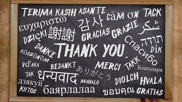 Thank you written on board on different languages