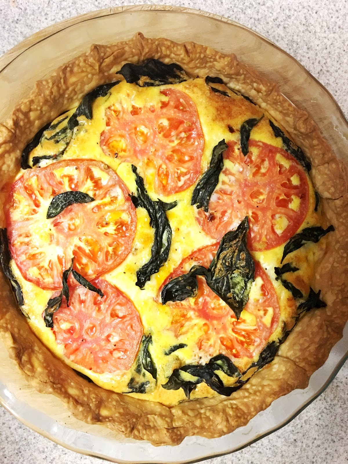 Three Cheese Ham & Tomato Basil Quiche