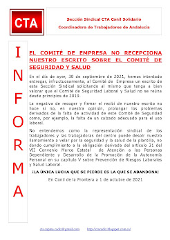 EL COMITÉ DE EMPRESA NO RECEPCIONA NUESTRO ESCRITO SOBRE EL COMITÉ DE SEGURIDAD Y SALUD