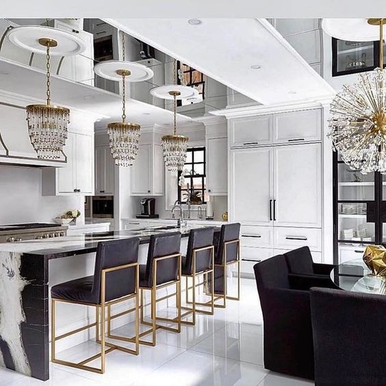 Amazing Kitchen Island Stools with Gold Bases for an elegant Home