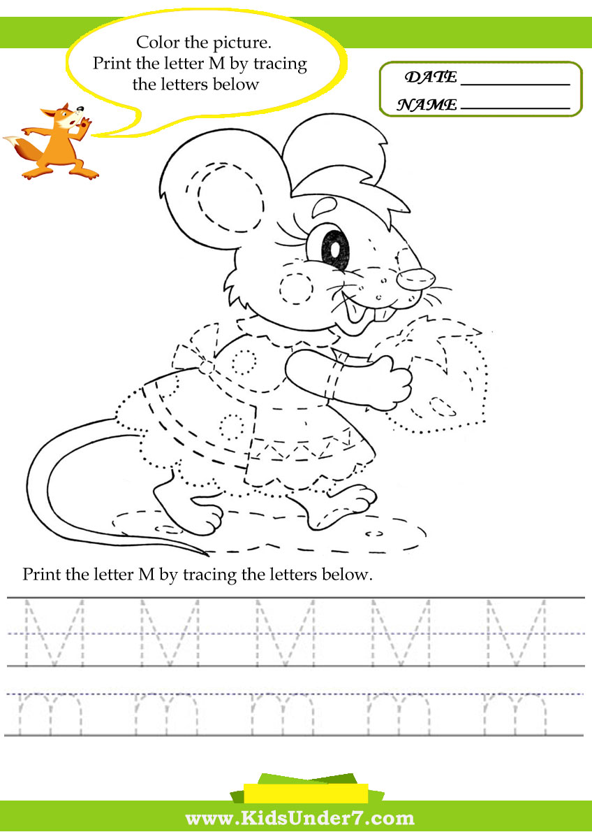 Kids Under 7: Alphabet worksheets.Trace and Print Letter M