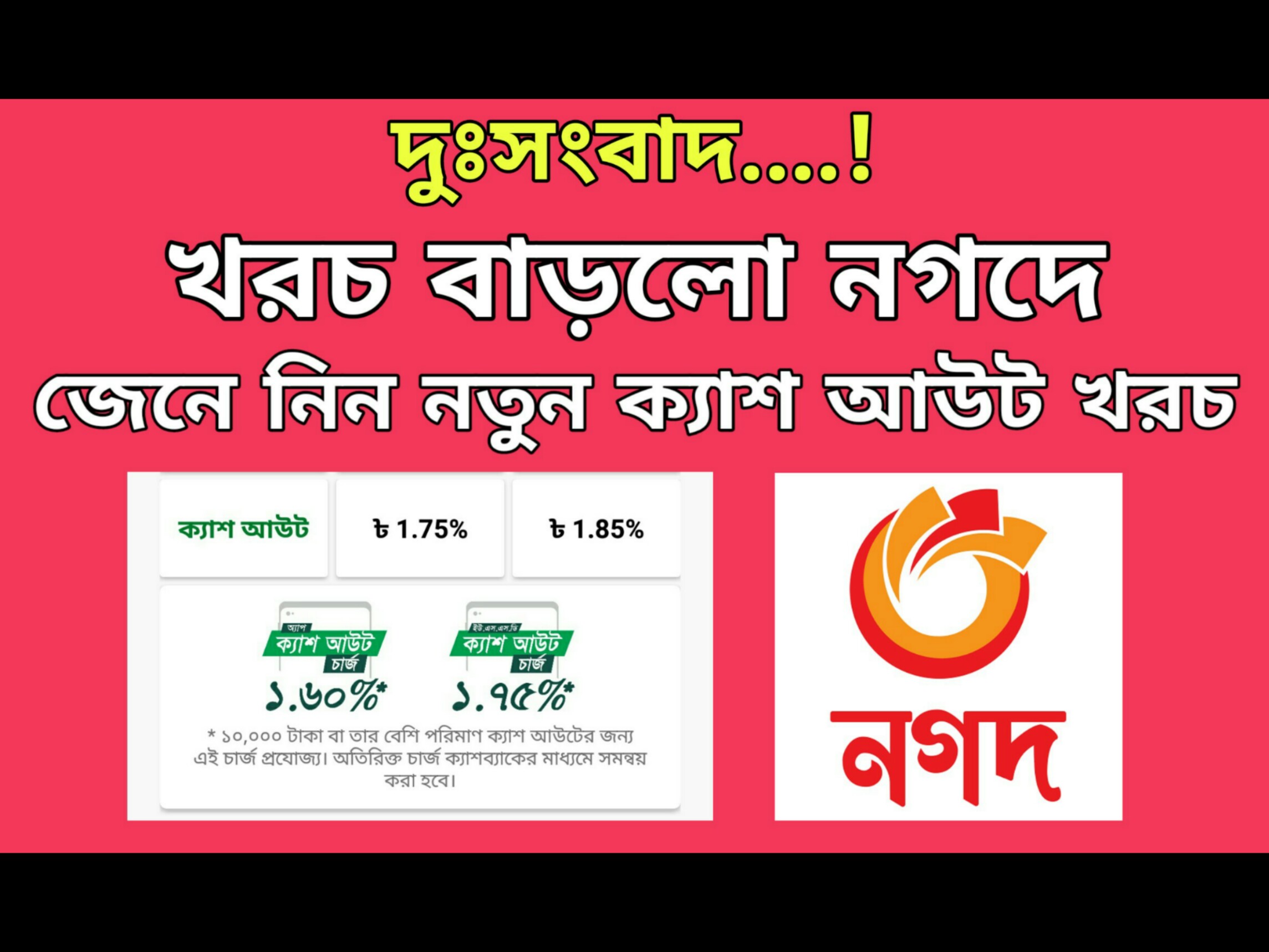খরচ বাড়লো নগদে। Nagad New Cashout and Send Money Charge