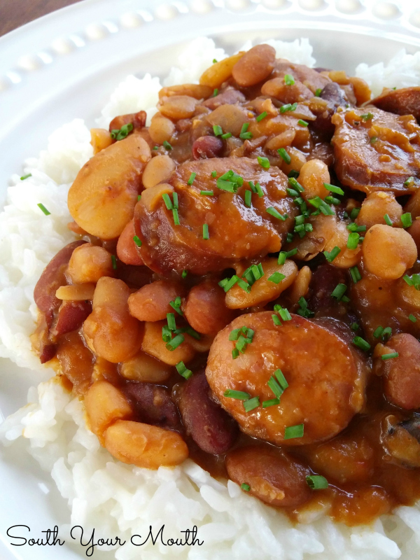 Cajun Beans & Rice! Much like Red Beans & Rice but made with a 15 Bean blend and andouille sausage. Recipe also includes crock pot preparation.