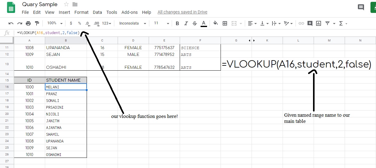 Google Sheet Development VLOOKUP in google sheets