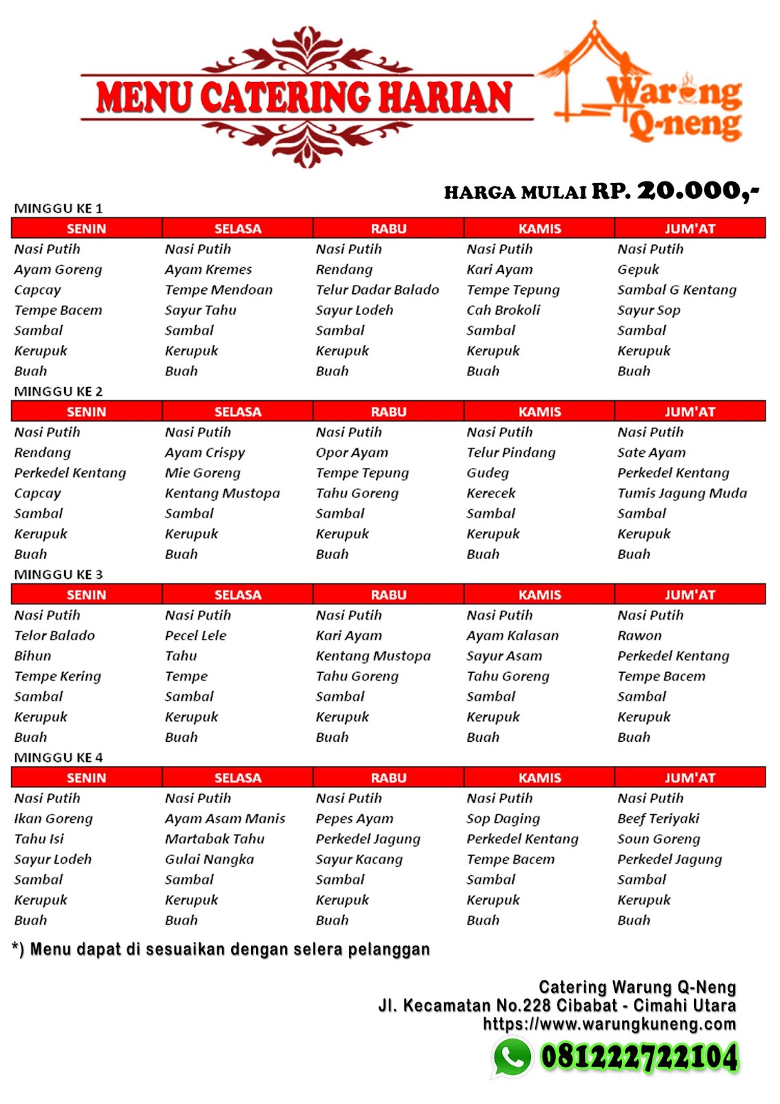 Daftar Menu Snack Catering Bobotie