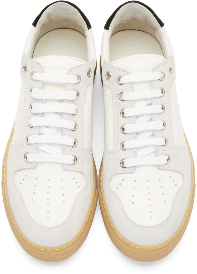 The Strong Silent Type: AMI White Leather Contrast Sneakers | SHOEOGRAPHY