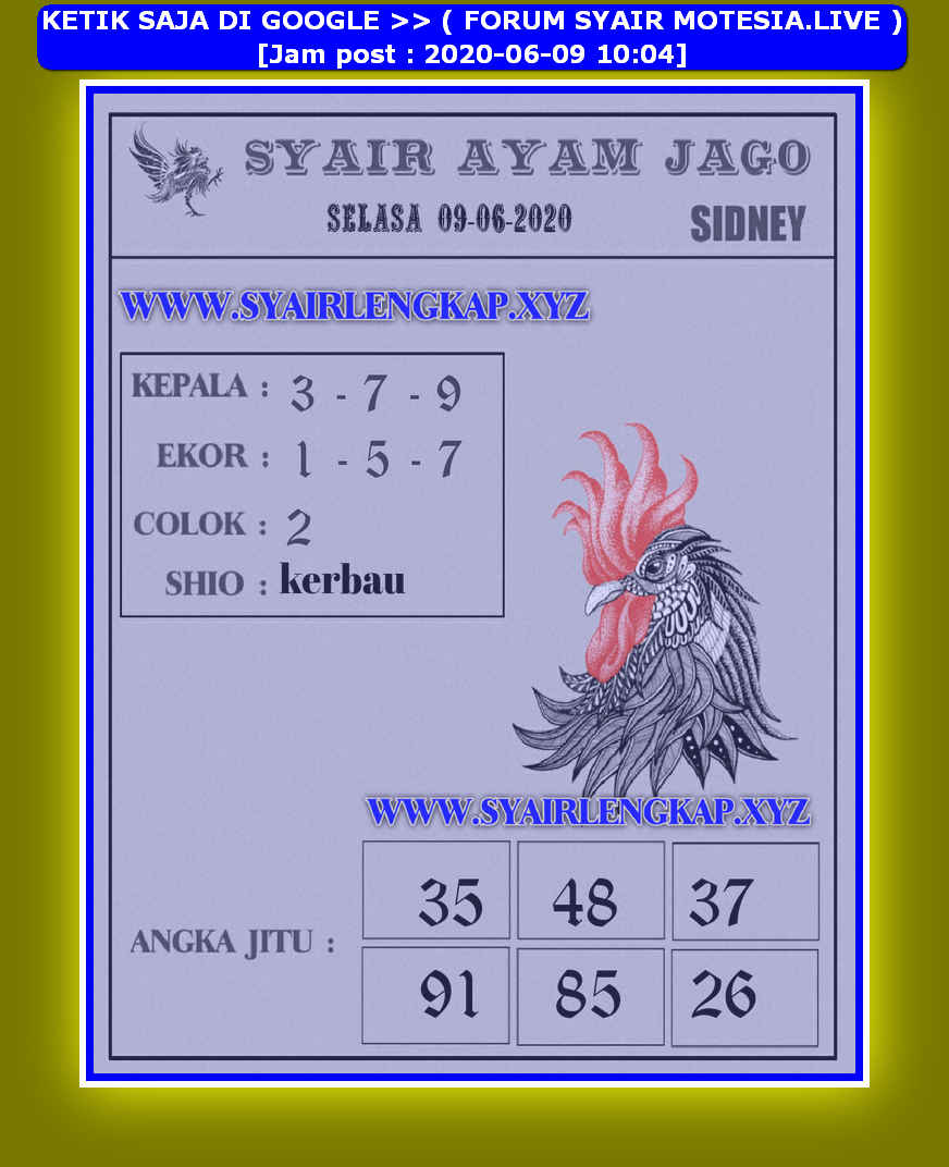 1 New Message) Kode Syair Sydney 9 Juni 2020 - Forum Syair Togel Hongkong  Singapura Sydney