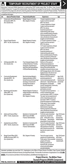 Forest and Wildlife Department Conservator of Forest Monitoring & Evaluation (BPS-19) Jobs 2020