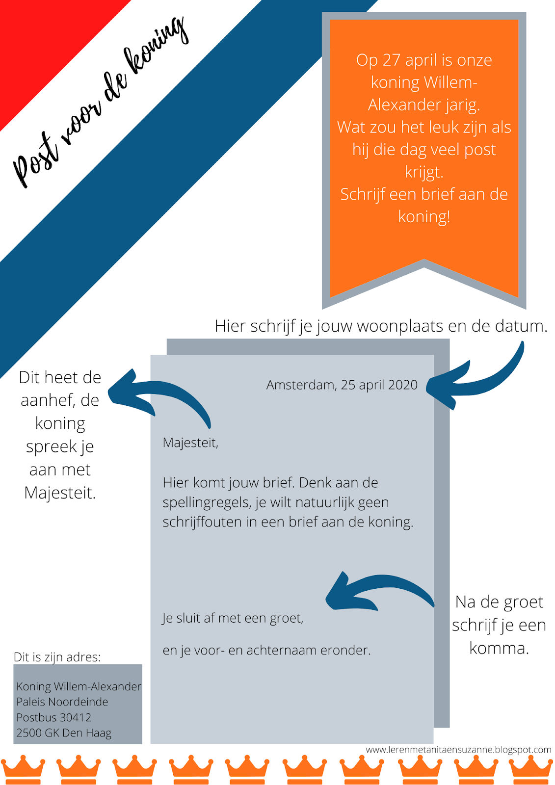 Schrijf een brief voor de koning!