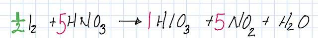 I2 + HNO3 → HIO3 + NO2 + H2O