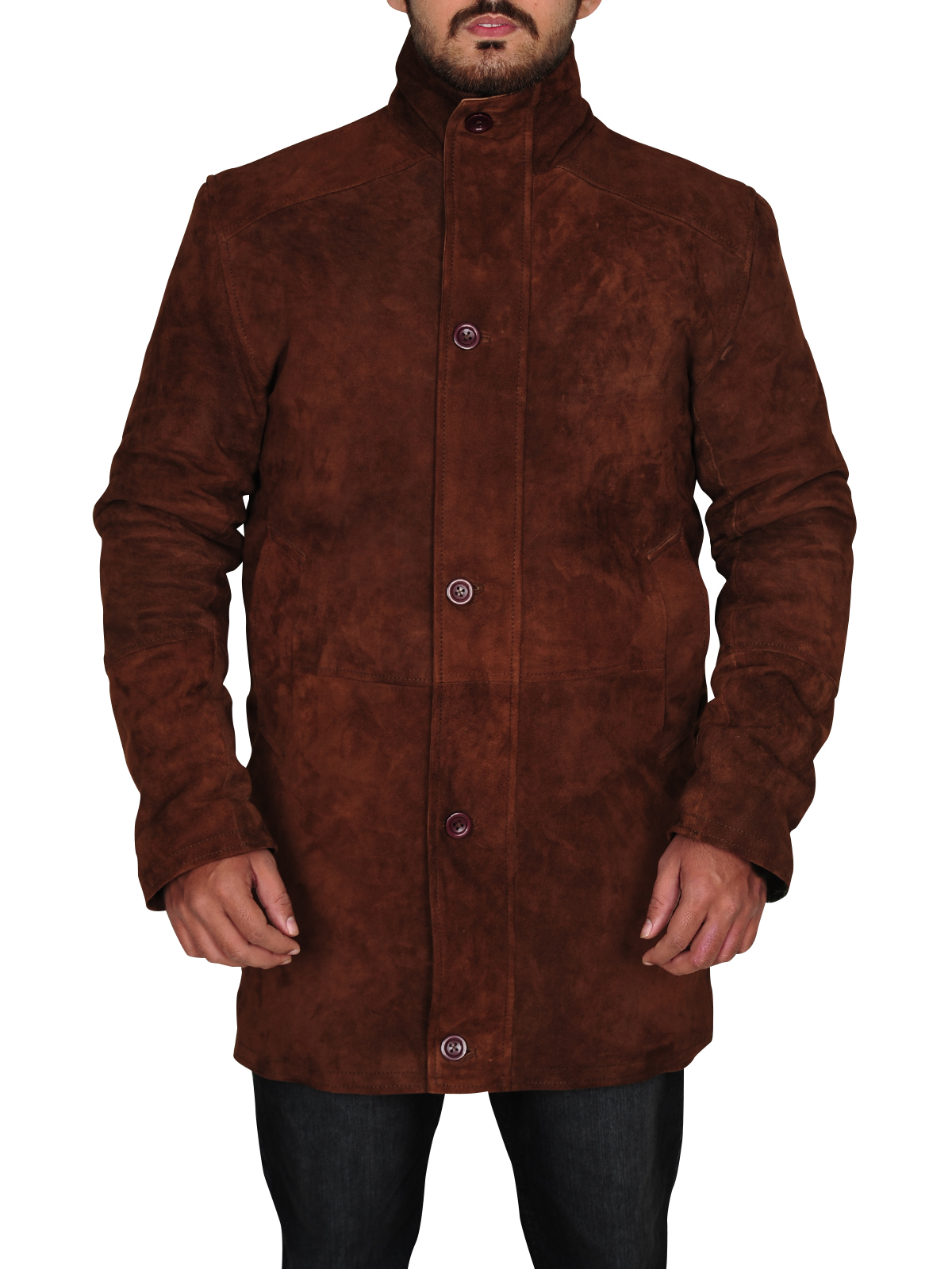 Casual Brown Long Coat For Men