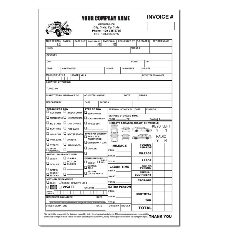 Towing Company Receipt Template Invoice Template