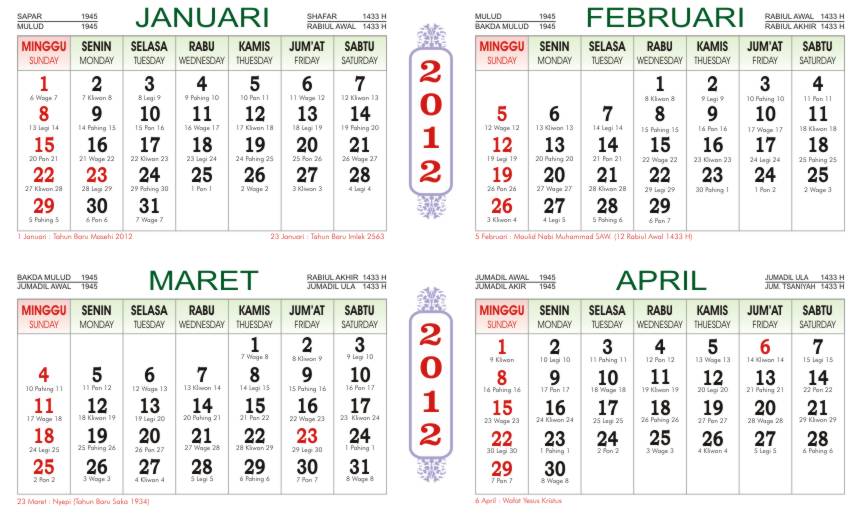 Kalender Jawa Tahun 2012 Bulan Februari