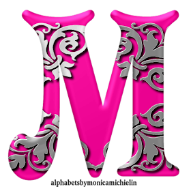 Monica Michielin Alphabets: PINK AND SILVER DAMASK ORNAMENTS ALPHABET ...