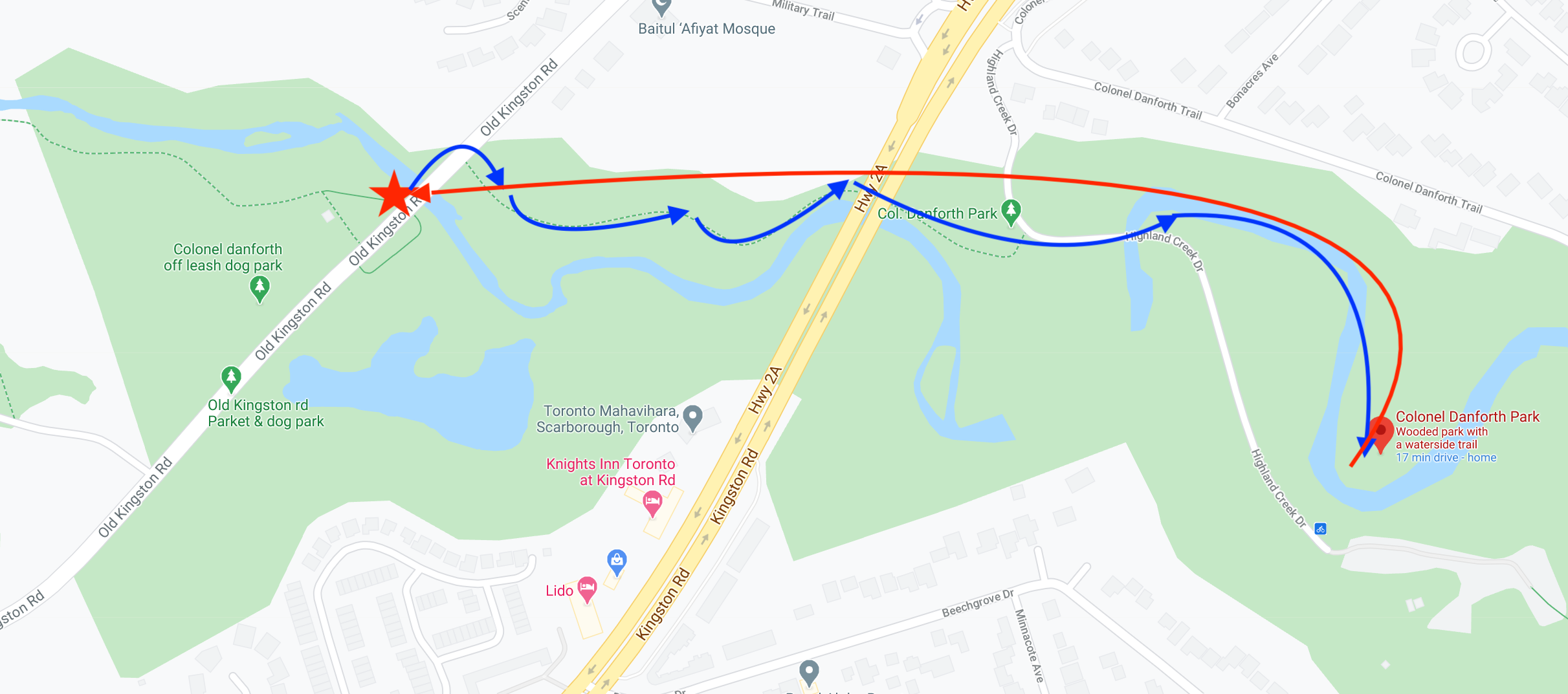 Colonel Danforth Park to Old Kingston Road