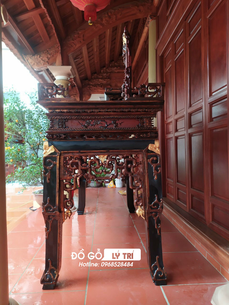 Án gian gỗ gụ Dài 197 Rộng 87 sơn Giả Cổ