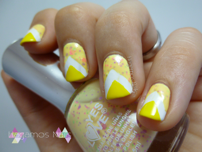 Nail Art Chevron amarillo. #RetoColoresCosasdeChicas2. Hagamos Nails