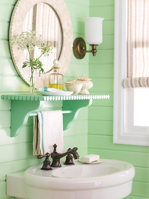 Cuartos de baño vintage: verde que te quiero verde. | Pompas de Ideas