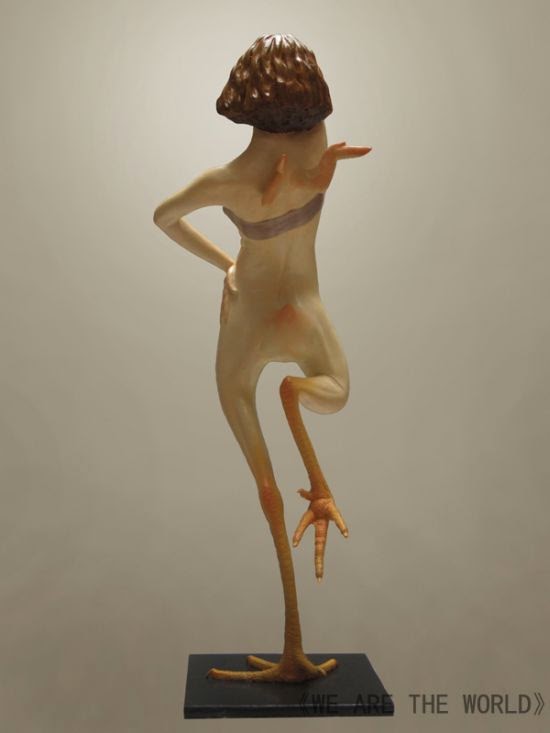 Liu Xue - We are the World - esculturas grotescas bizarras animais humanos surreais híbridos misturados