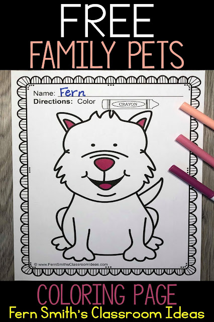 This free dog printable would make a wonderful display for a lesson on OUR FAMILY PETS. The students could color or paint the dog a color of their choice, then they could cut it out and glue to a piece of construction paper and fill in the background, or even draw themselves with their "NEW DOG!" #FernSmithsClassroomIdeas This free dog printable would make a wonderful display for a lesson on OUR FAMILY PETS. The students could color or paint the dog a color of their choice, then they could cut it out and glue to a piece of construction paper and fill in the background, or even draw themselves with their "NEW DOG!" #FernSmithsClassroomIdeas