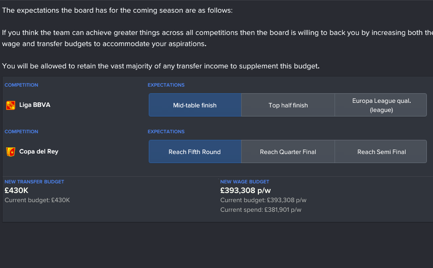 Spanish Liga BBVA Starting Wage and Transfer Budgets in Football Manager 2017 FM Blog FM24