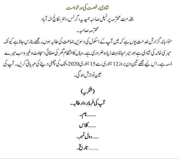 How to Write Marriage Leave Application In Urdu