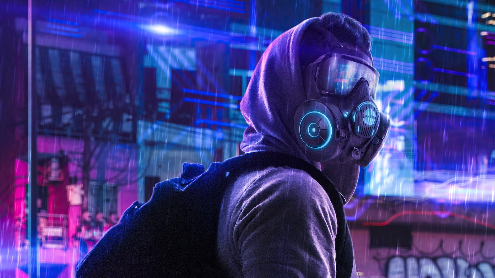 Hoodie Guy Toxic Neon Mask HD Wallpaper
