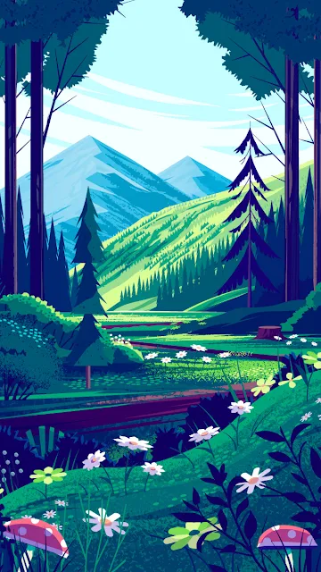 forest illustration beautiful landscape wallpaper phone