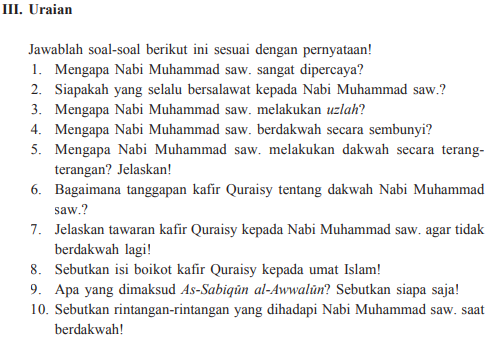 Jawaban Uraian Ayo Berlatih Bab 5 Halaman 74 Pai Kelas 7 Selamat Datang Wahai Nabiku Kekasih Allah Swt Bastechinfo