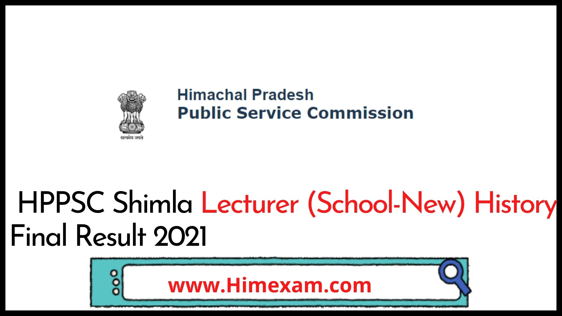 HPPSC Shimla Lecturer (School-New) History Final Result 2021