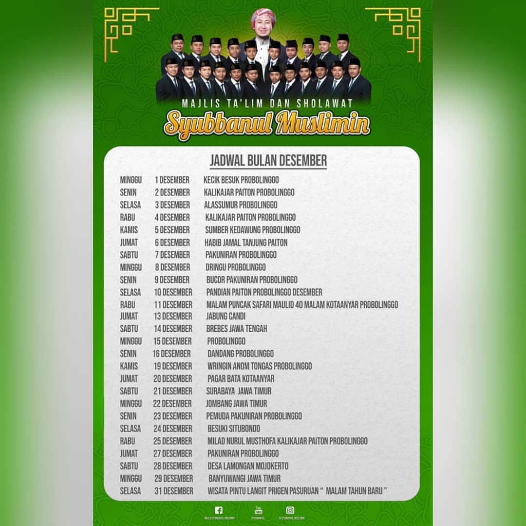 Jadwal Syubbanul Muslimin Bulan Desember 2019 New Demen Sholawat