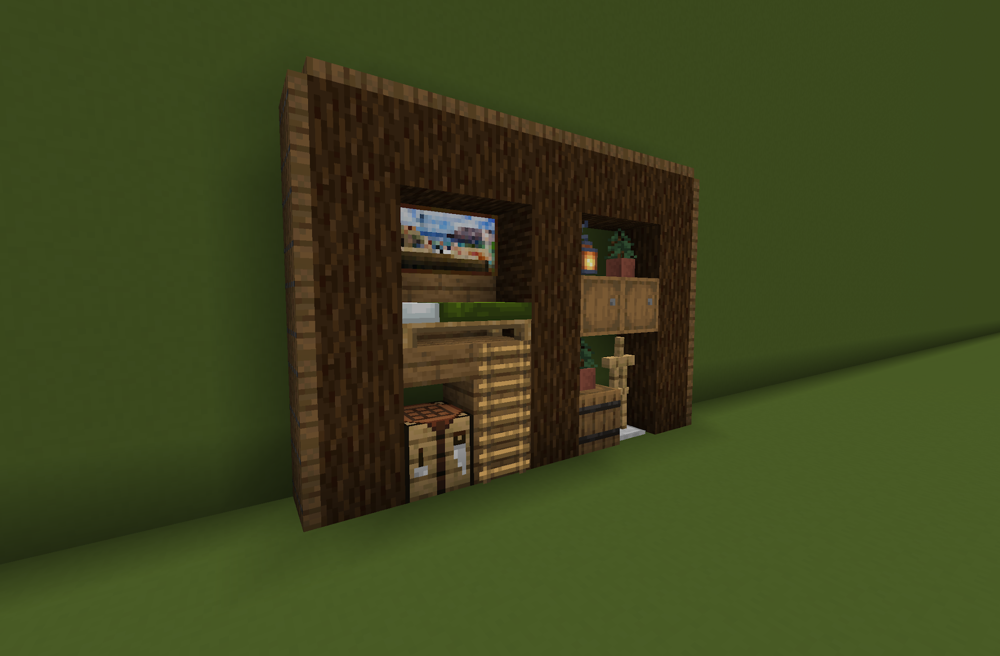 Spruce Log Bunk Bed, How To Make A Bunk Bed With Desk In Minecraft