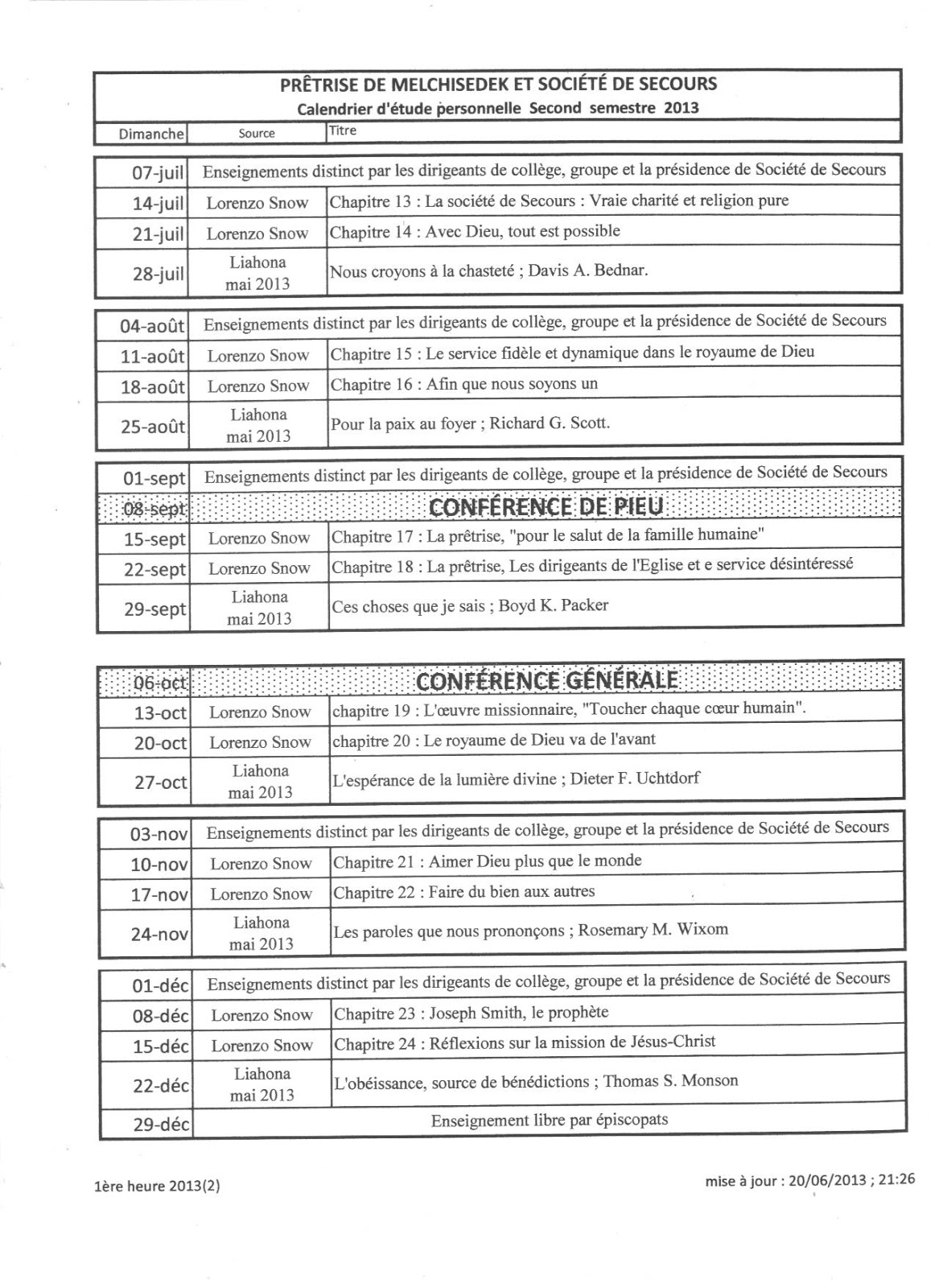 Manuel du quds des anciens lds 2013