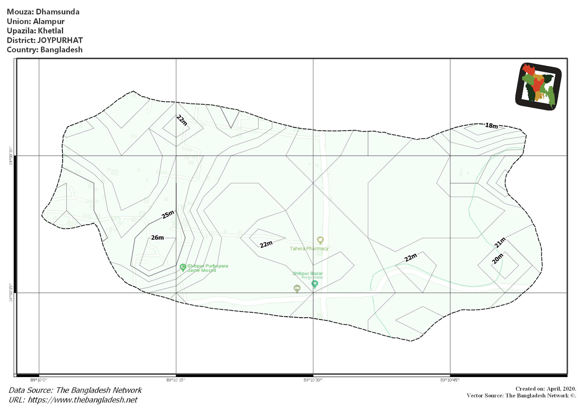 Map of Dhamsunda Mouza of Khetlal Upazila, JOYPURHAT Map of Dhamsunda Mouza of Khetlal Upazila, JOYPURHAT, Bangladesh.