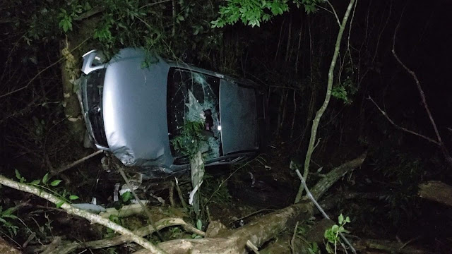 Motorista perde o controle e capota veiculo na BR-487