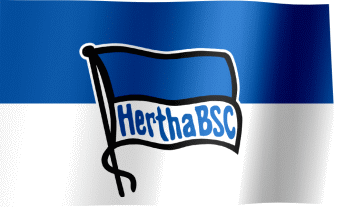 The waving flag of Hertha BSC with the logo (Animated GIF) (Hertha BSC-Flagge)