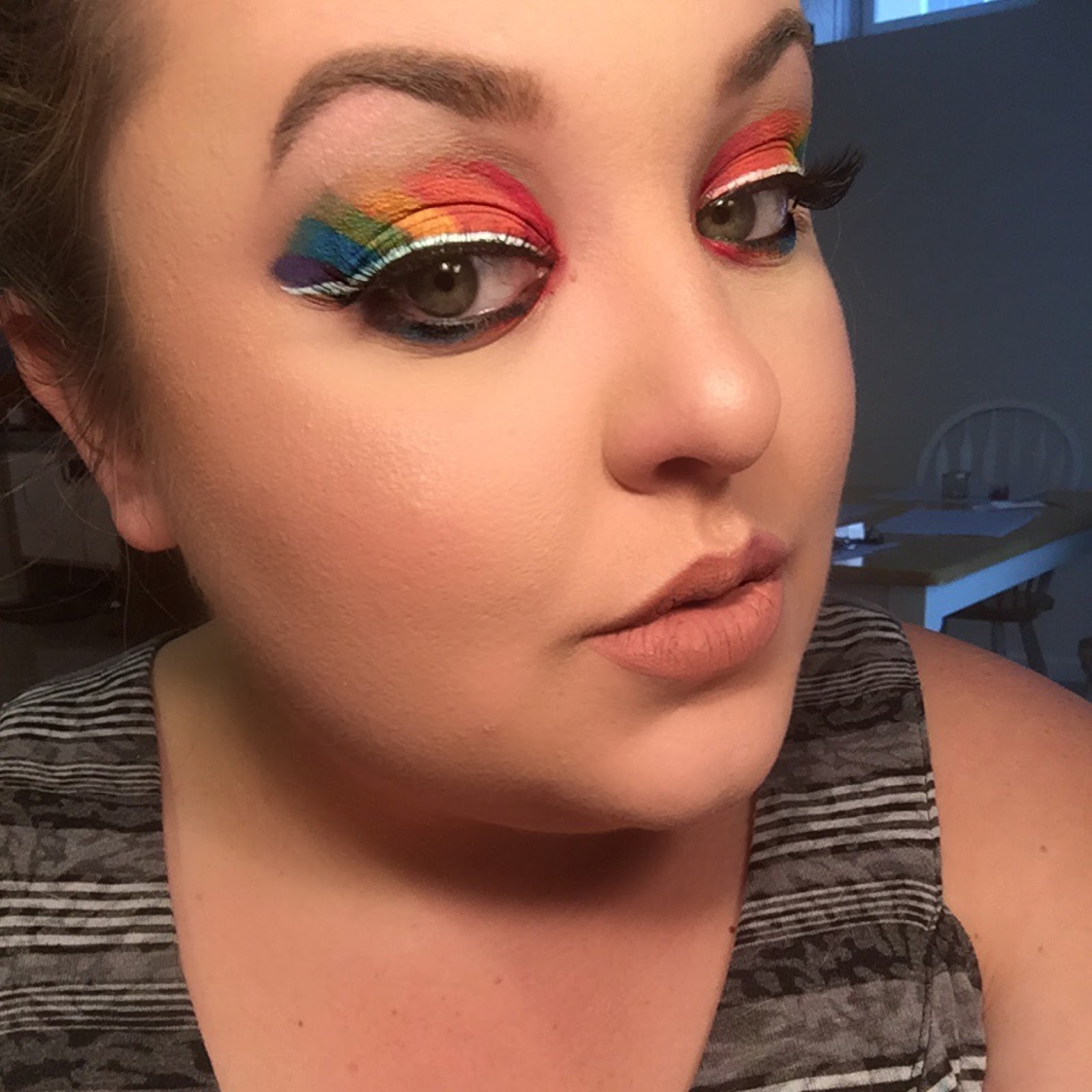 Rainbow Rave Makeup Look.