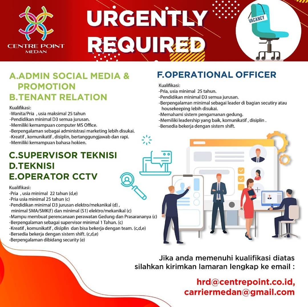 Lowongan Kerja SMA,SMK,D3,S1 di Centre Point Mall Medan