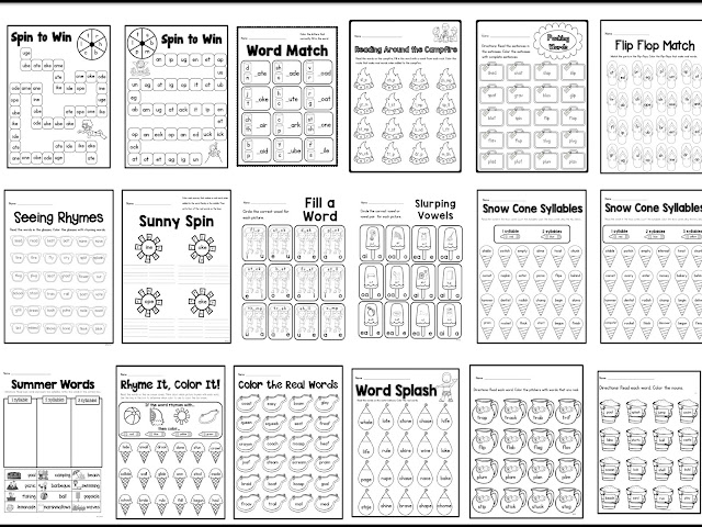 Sarah's First Grade Snippets: Summer Literacy Packs and TWO Summer Freebies