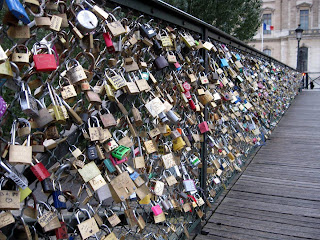 Padlocks on the Archeveche Bridge in Paris