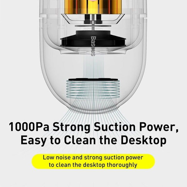 Máy hút bụi mini cầm tay Baseus C2 Desktop Capsule Vacuum Cleaner (6W, 1000 Pa, Pin sạc 900mAh)