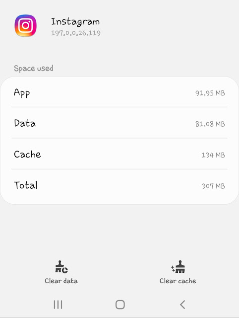 Clear cached data of Instagram app