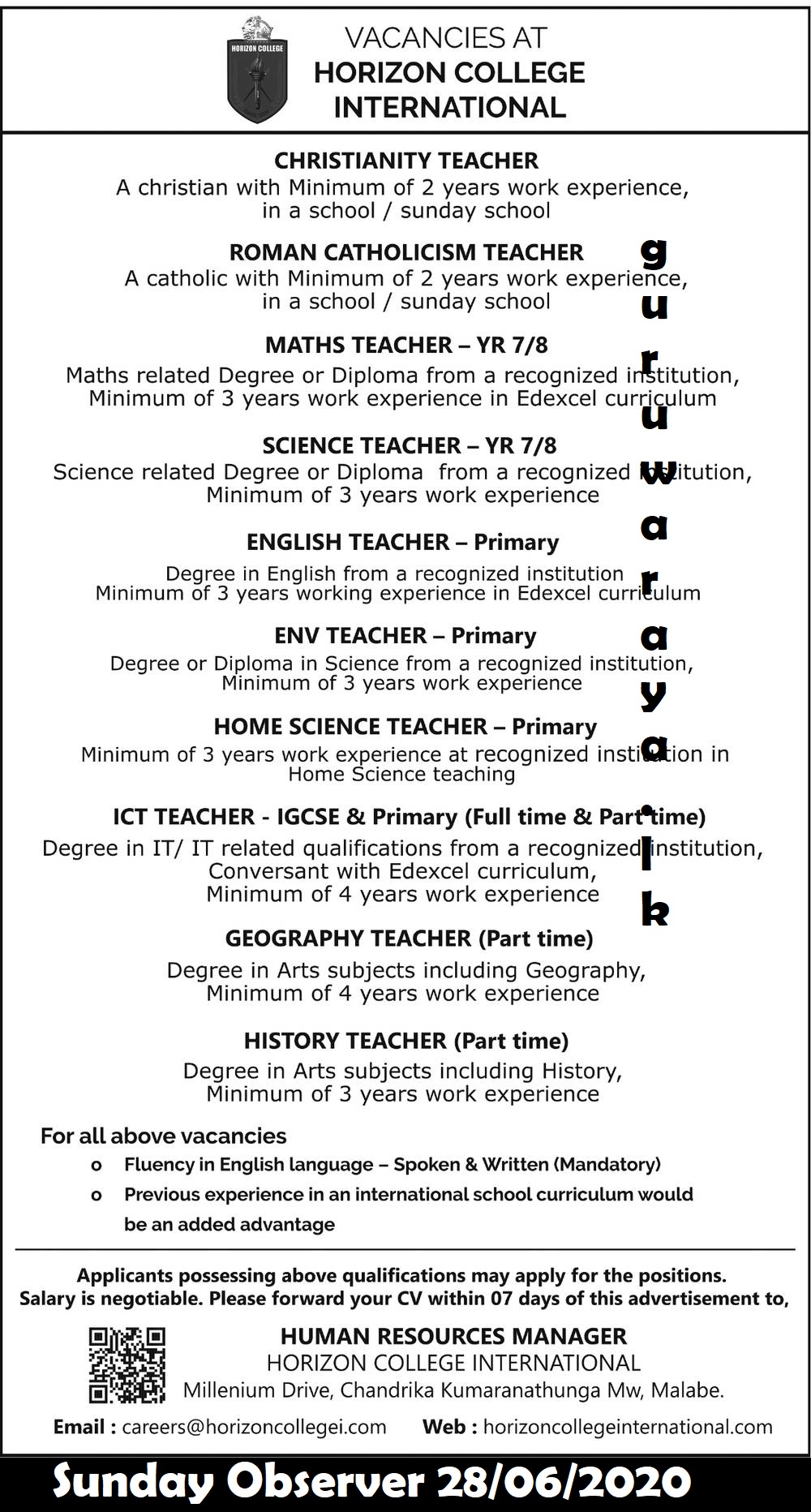 Private School Vacancies - Teacher